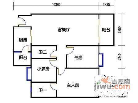 盈锋丽骏豪庭2室2厅2卫110㎡户型图