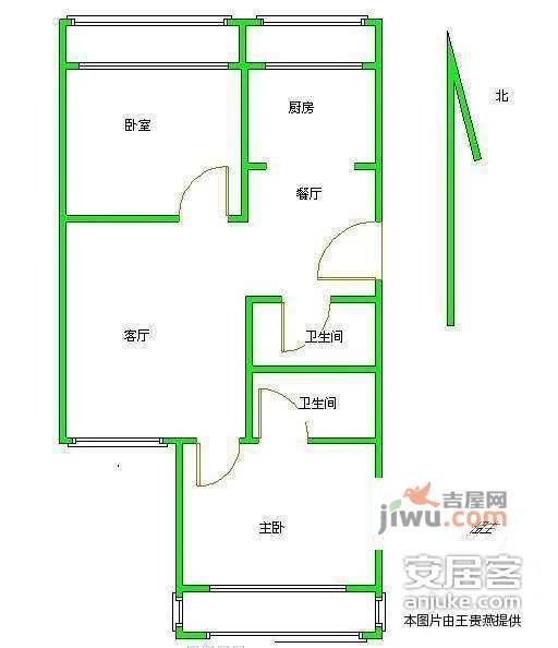 新天美地花园2室1厅1卫68㎡户型图