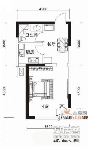 新天美地花园1室1厅1卫31㎡户型图