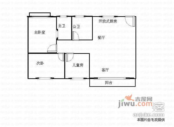 雅翠花园3室2厅2卫89㎡户型图