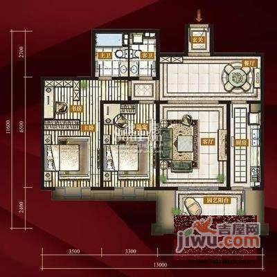 新中银金色华庭3室2厅2卫100㎡户型图