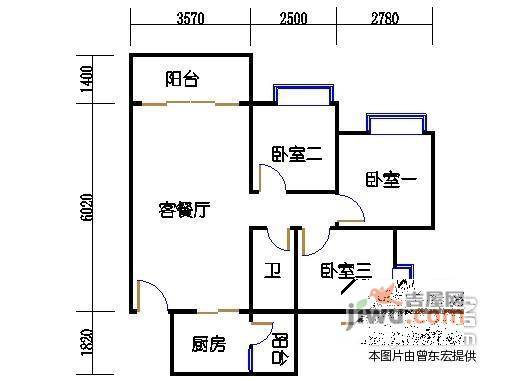 银湖山庄3室2厅2卫116㎡户型图