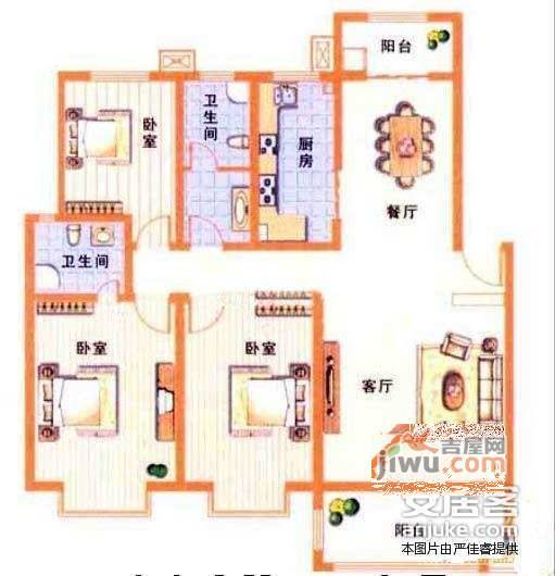 合正上东国际南区3室2厅2卫134㎡户型图