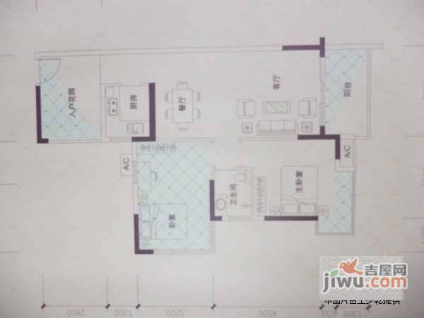 红山大厦3室2厅2卫104㎡户型图