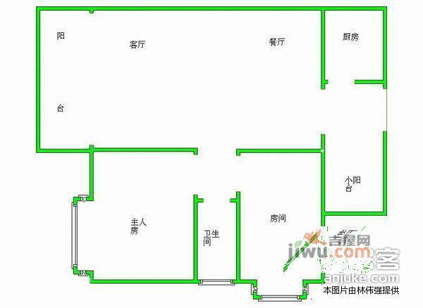 金沙花园2室2厅1卫87㎡户型图