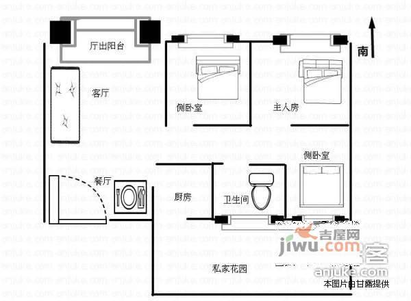 石竹新花园3室2厅1卫112㎡户型图