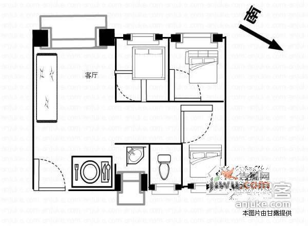 石竹新花园3室2厅1卫112㎡户型图