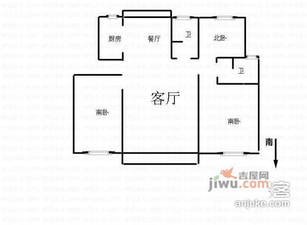 怡丰都市广场3室2厅2卫147㎡户型图