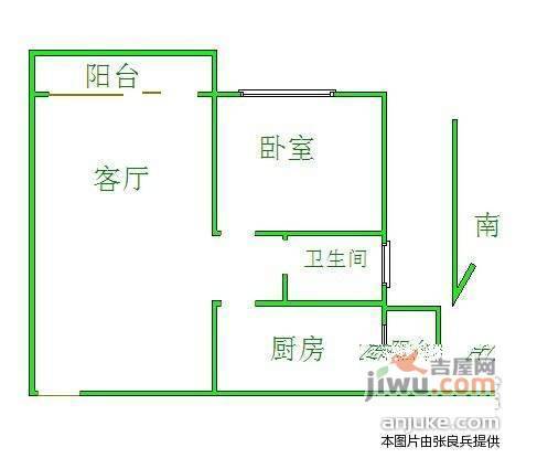 景湖春晓1室1厅1卫55㎡户型图