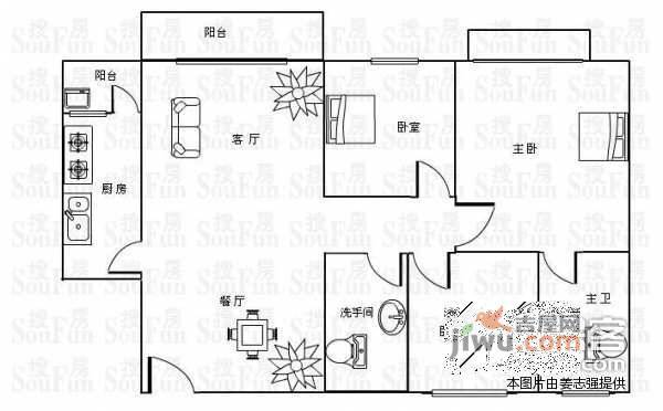 景湖春晓3室2厅2卫138㎡户型图