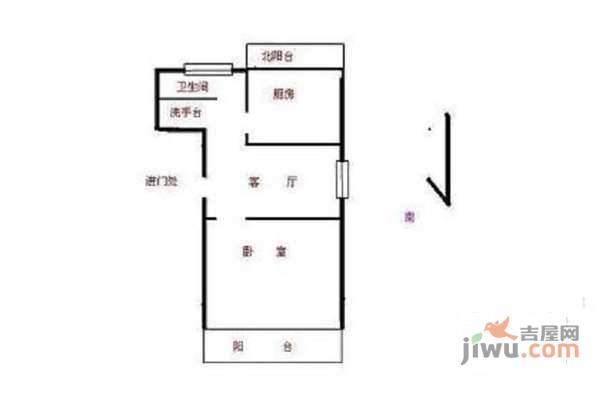 永和三村1室1厅1卫48㎡户型图