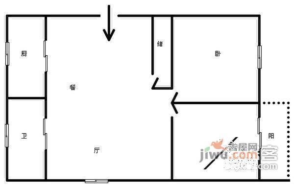 君莲生活小区1室1厅1卫62㎡户型图