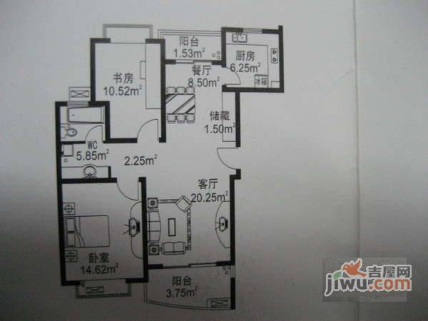 良隆园2室2厅2卫110㎡户型图