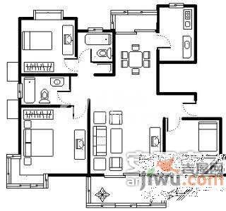 良隆园3室2厅2卫143㎡户型图