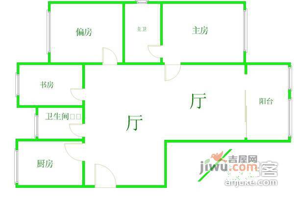 五星公寓3室2厅2卫136㎡户型图