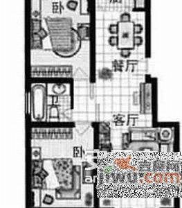 雍景园2室2厅1卫104㎡户型图