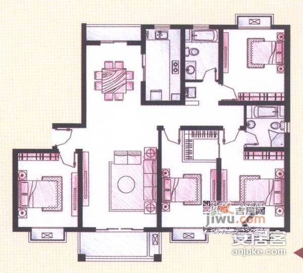 永和家园4室2厅2卫145㎡户型图