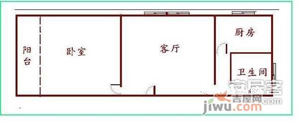 银华苑1室2厅1卫62㎡户型图