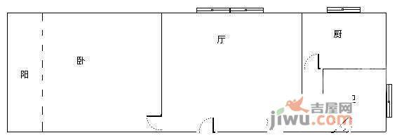 银华苑1室2厅1卫62㎡户型图