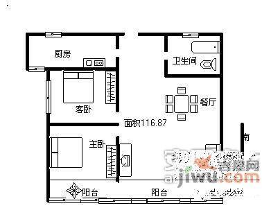 银华苑2室2厅1卫113㎡户型图