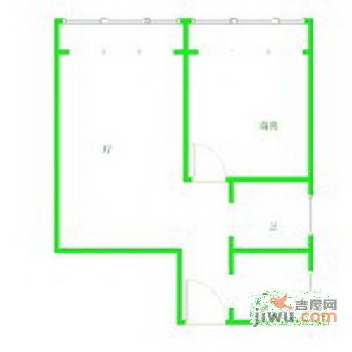 静安城1室2厅1卫88㎡户型图