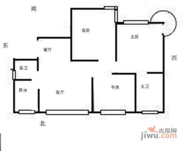 静安城3室2厅2卫168㎡户型图