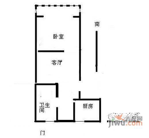 静安城1室2厅1卫88㎡户型图