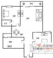 富仕名邸2室2厅2卫90㎡户型图