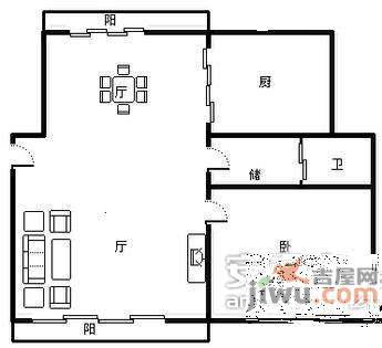 紫东新苑1室1厅1卫95㎡户型图