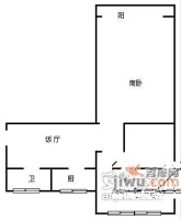 浦建小区2室1厅1卫76㎡户型图