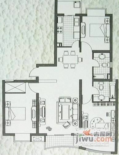 中信泰富朱家角新城文苑3室2厅2卫126㎡户型图