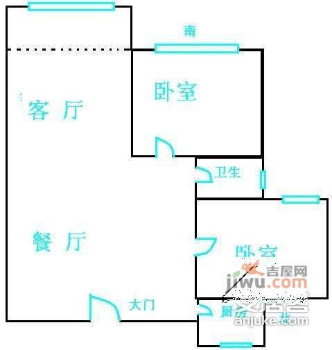 皇朝别墅2室2厅1卫101㎡户型图