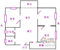 龙柏三村中康公寓3室2厅2卫户型图