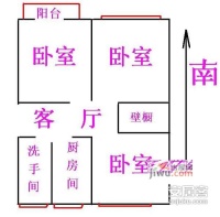 月季园3室1厅1卫104㎡户型图