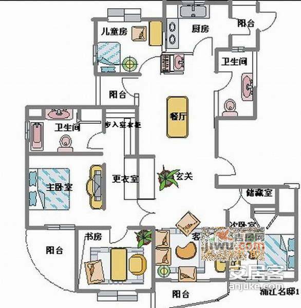 上海豪都国际花园5室3厅3卫245㎡户型图