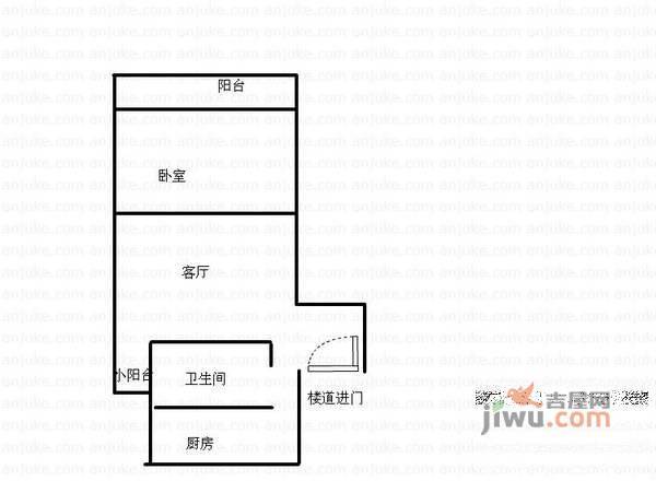 上海豪都国际花园1室1厅1卫60㎡户型图