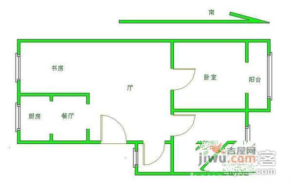 上海豪都国际花园1室1厅1卫60㎡户型图