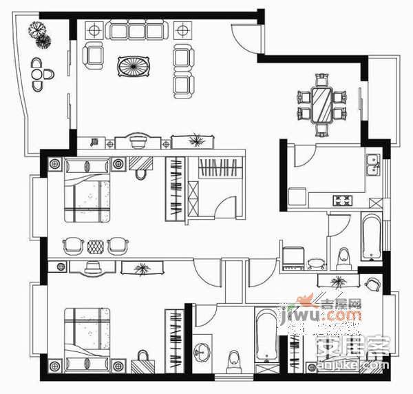 上海豪都国际花园4室2厅4卫242㎡户型图