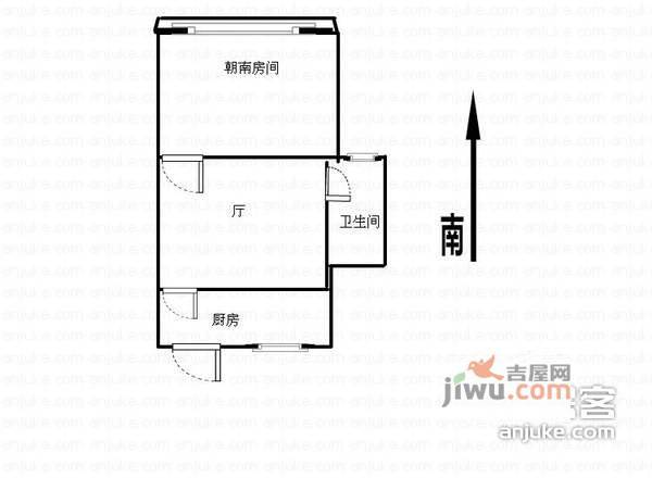 罗山六村1室1厅1卫53㎡户型图