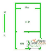 紫叶小区1室0厅1卫34㎡户型图