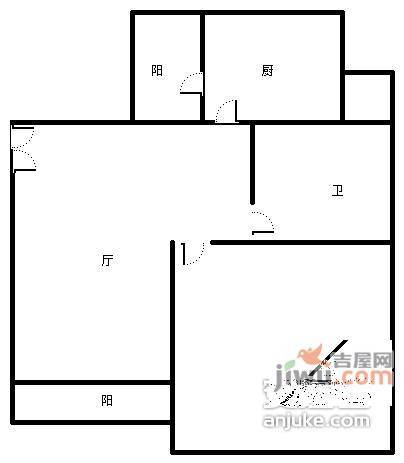 绿地领海写字楼1室2厅1卫69㎡户型图