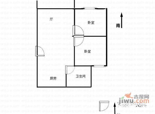 绿地领海写字楼1室2厅1卫69㎡户型图