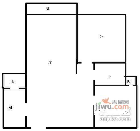 绿地领海写字楼2室2厅1卫90㎡户型图