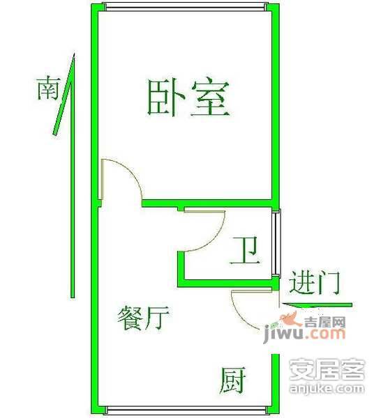 梅四小区1室1厅1卫49㎡户型图