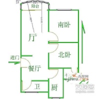 梅四小区2室2厅1卫65㎡户型图