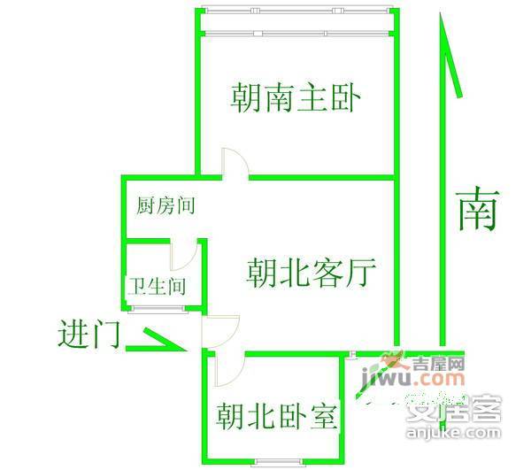 梅四小区2室1厅1卫72㎡户型图