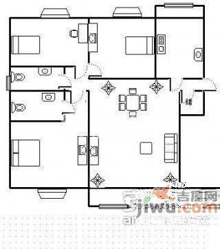 凯旋花苑3室2厅2卫140㎡户型图