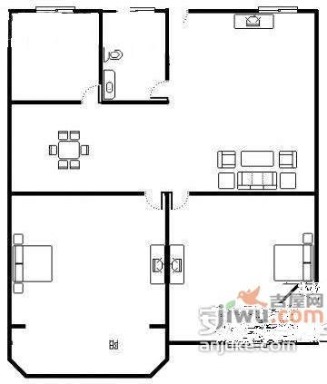 凯旋花苑2室2厅1卫100㎡户型图