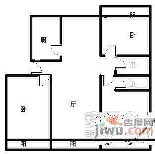 凯旋花苑2室2厅2卫110㎡户型图