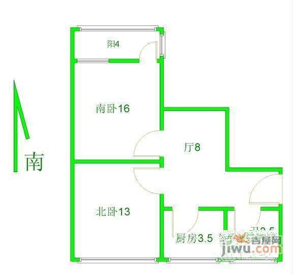 曹杨九村2室1厅1卫49㎡户型图